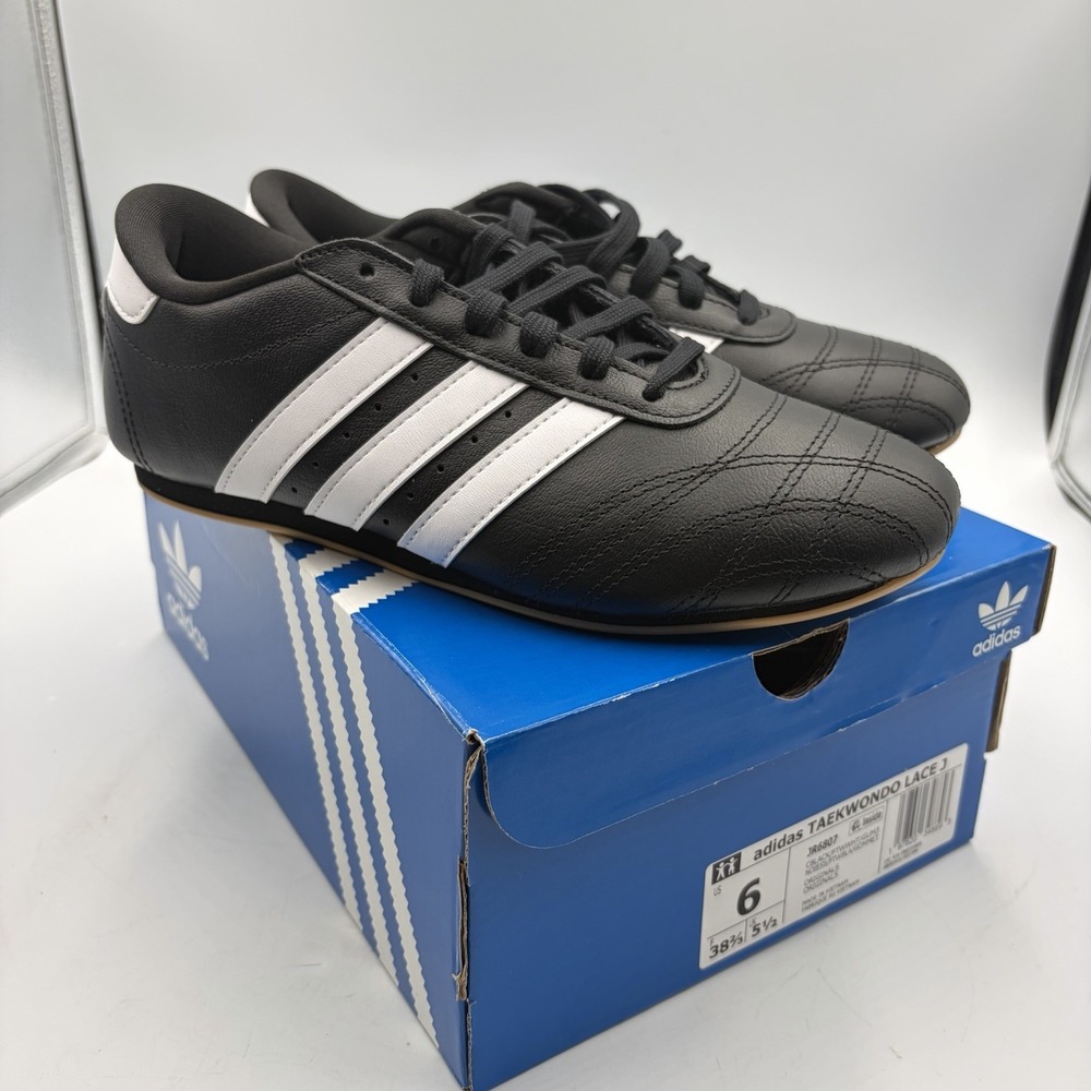 New Adidas Taekwondo Lace J Kids Size 6 Black/White Unisex JR6807 Classic Look